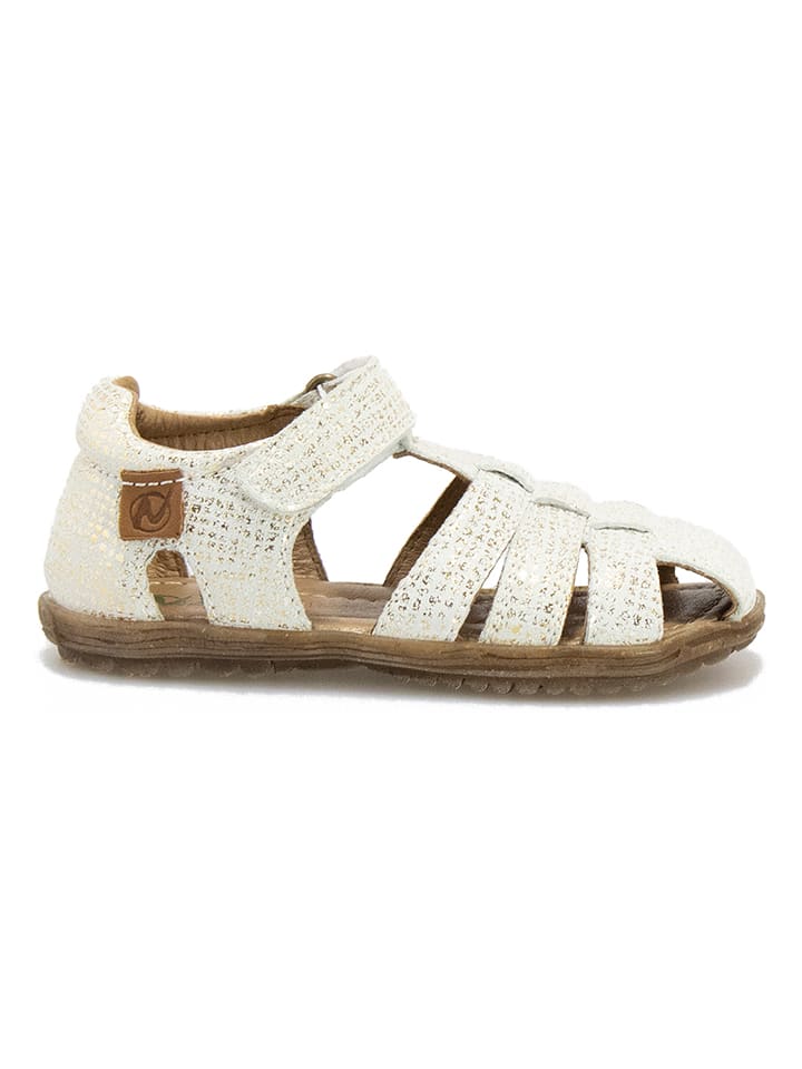 Babys Schuhe | Leder-HalbsandalenSee in Weiß/ Gold - YF32310