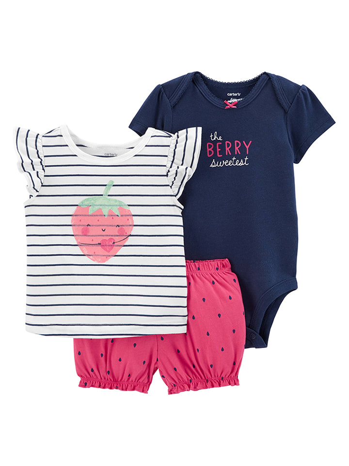 Babys Bekleidung | 3lg. Outfit in Dunkelblau/ Pink/ Weiß - JI45459