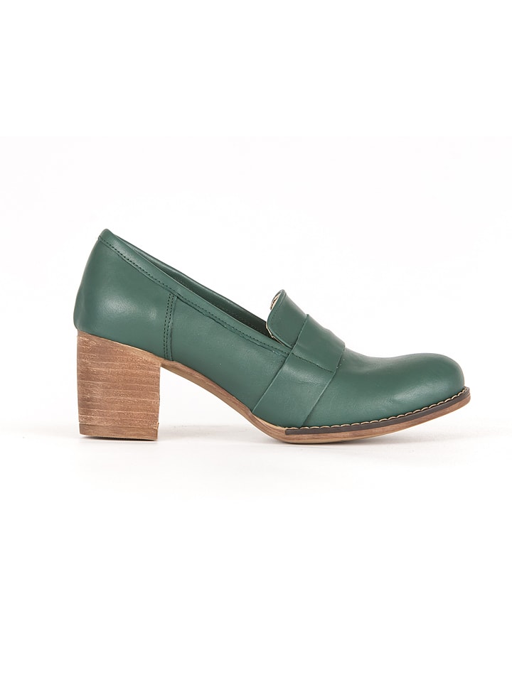 Damen Schuhe | Leder-Pumps in Grün - AB61150
