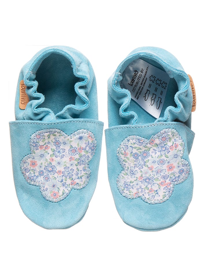 Babys Schuhe | Leder-Krabbelschuhe in Türkis - RV63419