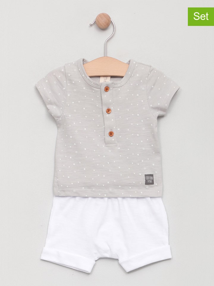 Babys Bekleidung | 2tlg. Outfit in Grau/ Weiß/ Bunt - LA33261
