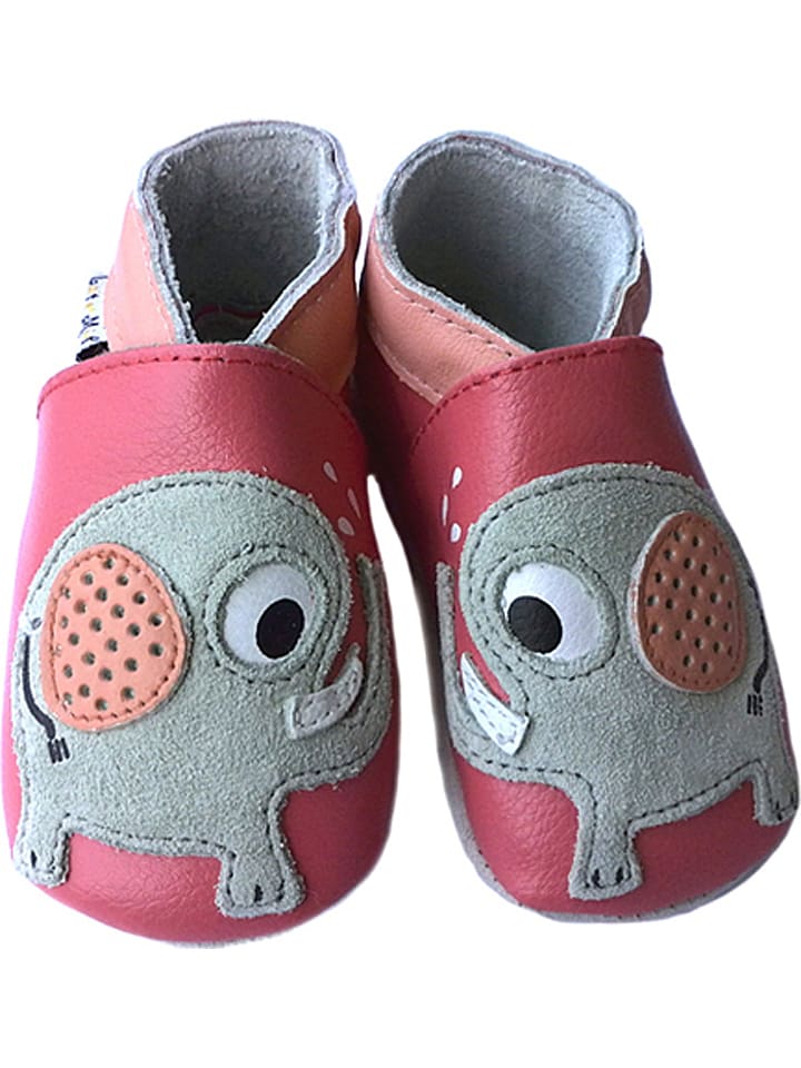 Babys Schuhe | Leder-KrabbelschuheElefant in Rosa/ Grau - KU05584