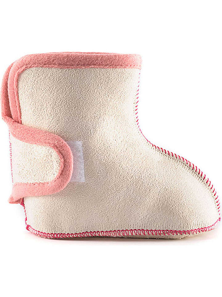 Babys Schuhe | Lammfell-BabyschuheBooty in Weiß/ Rosa - MI62034