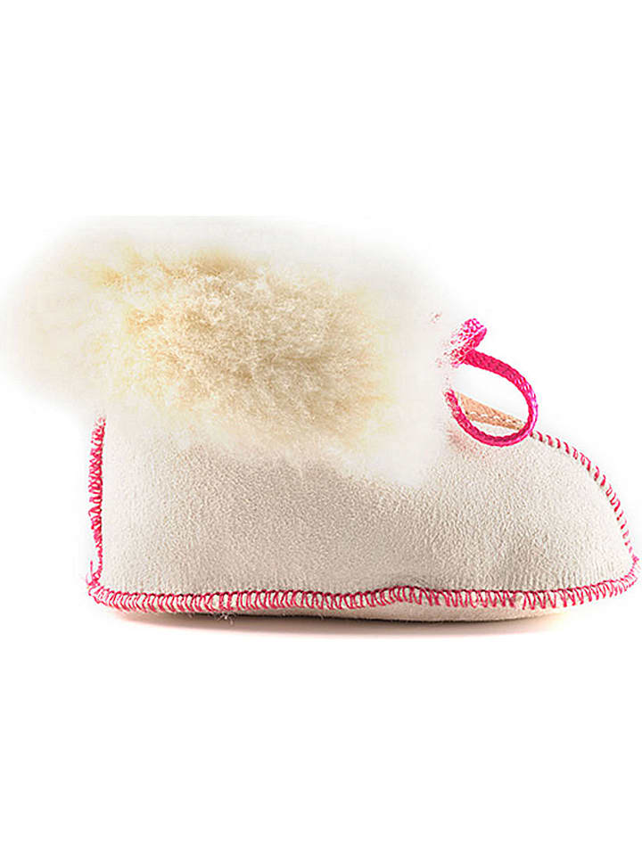 Babys Schuhe | Lammfell-BabyschuheSchnürli in Weiß/ Rosa - UF35161