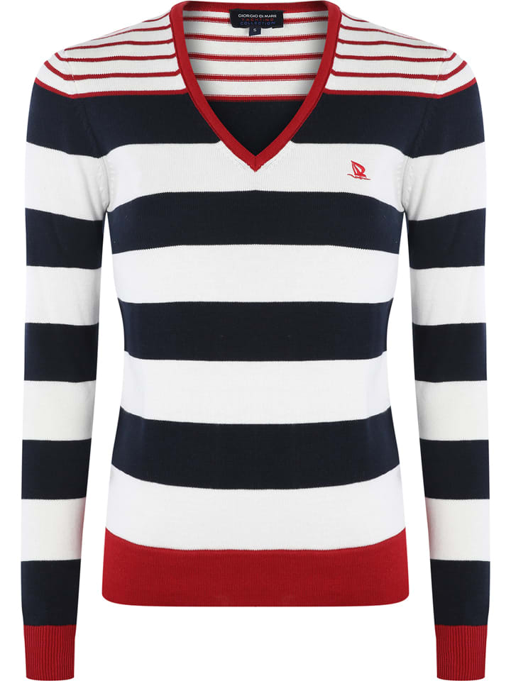 GIORGIO DI MARE Trui witdonkerblauwrood goedkoop kopen GIORGIO DI MARE Trui donkerblauwroodwit goedkoop kopen