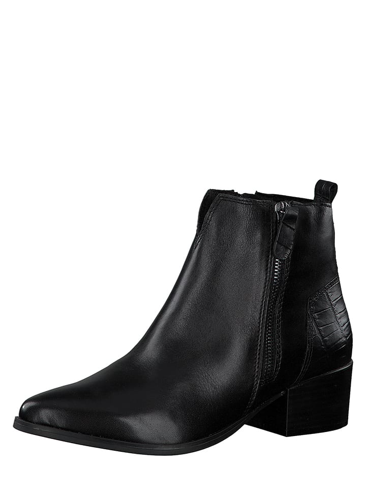 Marco Tozzi Leder-Ankle-Boots in Schwarz günstig kaufen ...
