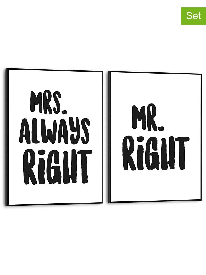 2-delige set: ingelijste kunstdrukken "Always Right" - (B)30 x (H)40 cm