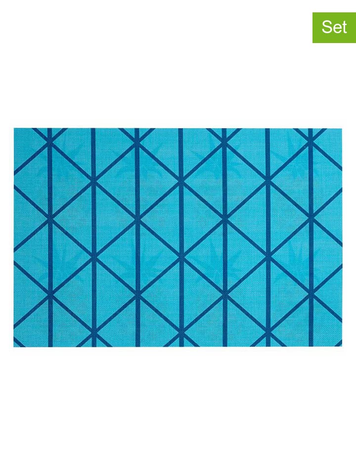 Ladelle 6er-Set: Tischsets "Pine Time" in Blau/ Gelb - (L)45 x (B)30 cm