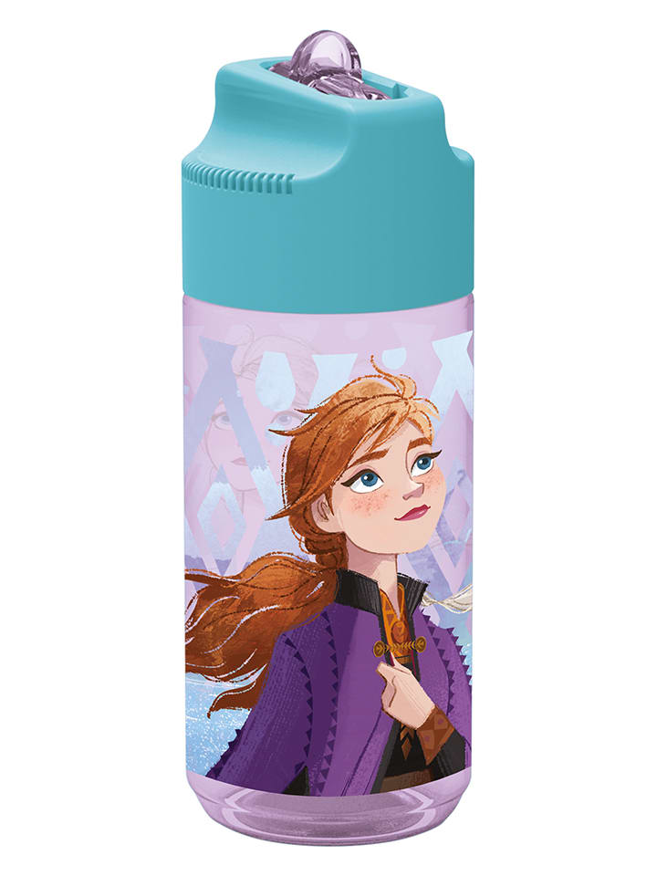Disney Frozen Drinkfles met rietje "Frozen" roze/lichtblauw - 400 ml