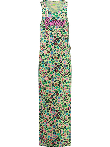 Vingino Sukienka "Pilaine" w kolorze jaskrawożółtym ze wzorem
