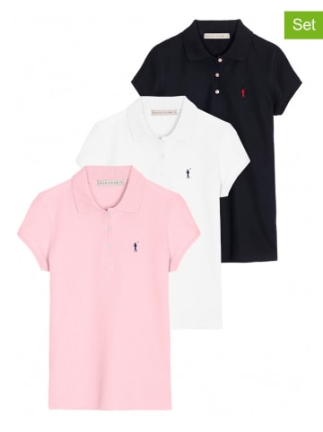Polo Club Koszulki polo (3 szt.) w kolorze jasnoróżowym, białym i czarnym