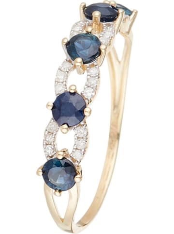 DIAMOND & CO Złoty pierścionek "Katu" z diamentami i szafirami
