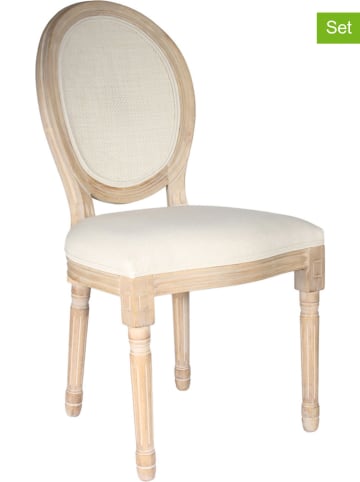 THE HOME DECO FACTORY Krzesła (2 szt.) "Eleonor" w kolorze kremowym - 48 x 96 x 46 cm
