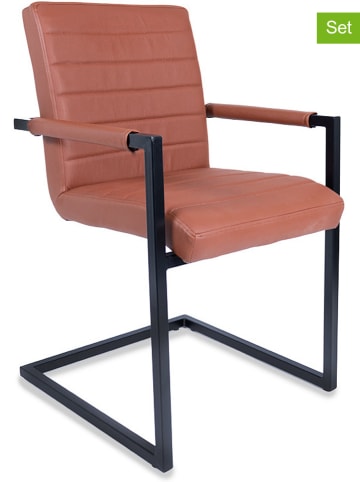 Lifa Living 2-delige set: swingstoelen "Adelaide" cognackleurig - (B)45 x (H)84 x (D)54 cm