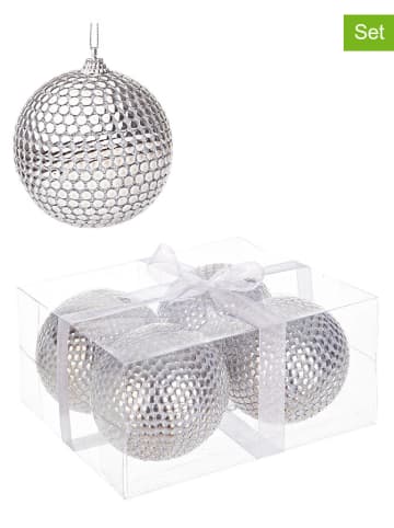 Bizzotto 4-delige set: kerstballen zilverkleurig - Ø 10 cm