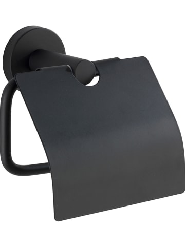Wenko Roestvrijstalen toiletrolhouder "Bosio" zwart - (B)15 x (H)13,5 x (D)7 cm