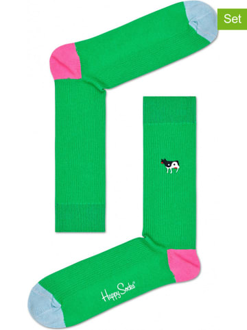 Happy Socks 2-delige set: sokken "Embroidery" groen