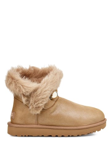 UGG Leder-Boots "Classic Fluff Pin" in Camel