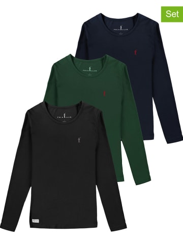 Polo Club Koszulki (3 szt.) w kolorze czarnym, ciemnozielonym i granatowym