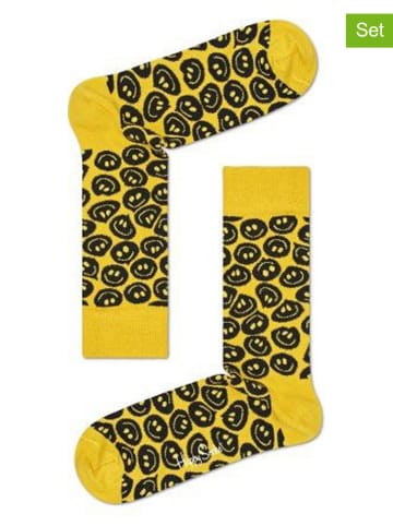 Happy Socks 2-delige set: sokken "Twisted Smile" geel/zwart
