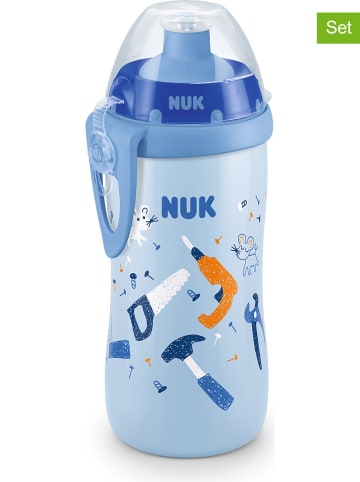 NUK 2er-Set: Trinkflaschen "Junior Cup" in Hellblau - 2x 300 ml