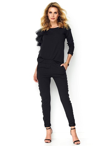 Makadamia 2-delige outfit: blouse & broek zwart