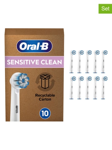Oral-B 10er-Set: Ersatz-Bürstenköpfe "Sensitive Clean" in Weiß/ Blau