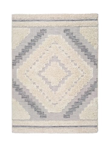 Moma Hoogpolig tapijt grijs/wit