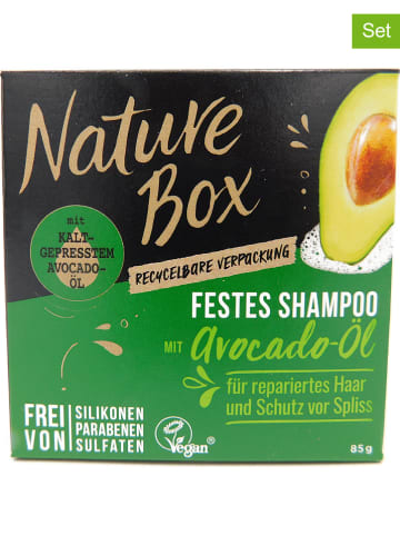 NATURE BOX 3-delige set: vaste shampoo "Avocado-olie", elk 85 g