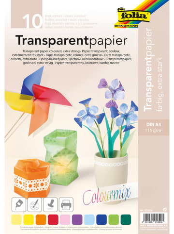 Folia Transparant papier meerkleurig - 10 vellen - A4