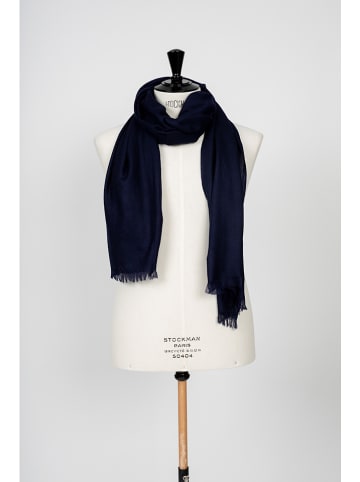 Perfect Cashmere Kasjmieren sjaal "Chaliona" donkerblauw - (L)170 x (B)30 cm