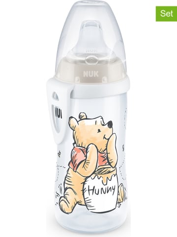 NUK 2er-Set: Trinklernflaschen "Winnie Active Cup" in Hellgrau - 300 ml