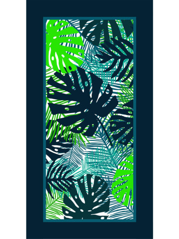 Le Comptoir de la Plage Strandlaken "Maldives - Tropical Leaves" donkerblauw/groen - (L)170 x (B)90 cm
