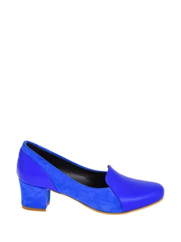 Lizza Shoes Skórzane czółenka w kolorze niebieskim