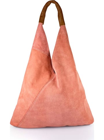 ORE10 Skórzany shopper bag "Lord" w kolorze łososiowym - 34 x 39 x 8 cm