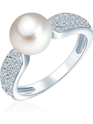 Nova Pearls Copenhagen Srebrny pierścionek z perłą i cyrkoniami