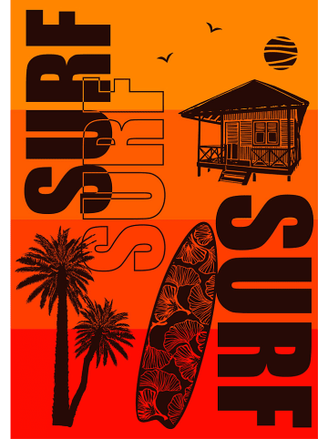 Le Comptoir de la Plage Strandlaken "Kosa - Surf Set" oranje/rood - (L)200 x (B)140 cm