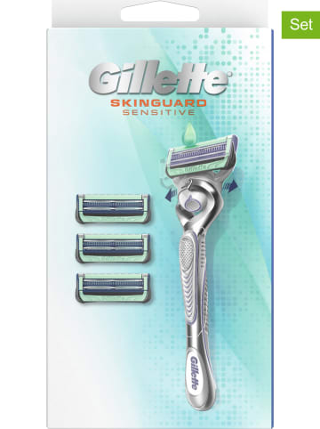 Gillette 4-delige scheerset "SkinGuard Sensitive" zilverkleurig/groen
