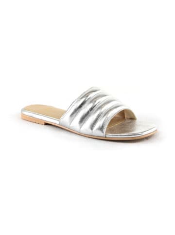 Manoukian shoes Skórzane klapki "Samar" w kolorze srebrnym