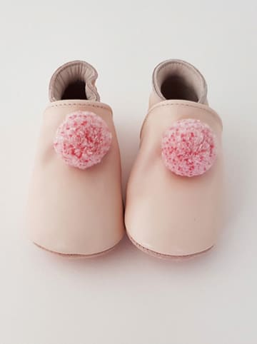Lait et Miel Skórzane buty "Pompons" w kolorze jasnoróżowym do raczkowania