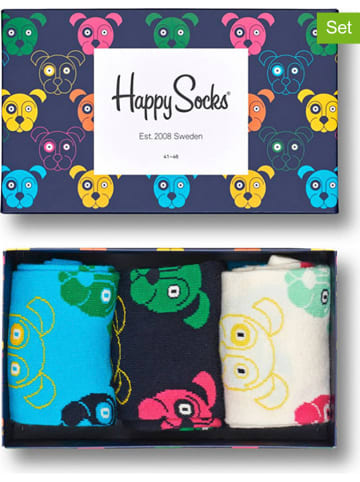 Happy Socks 4-delige geschenkset "Mixed Dog" zwart/blauw/meerkleurig