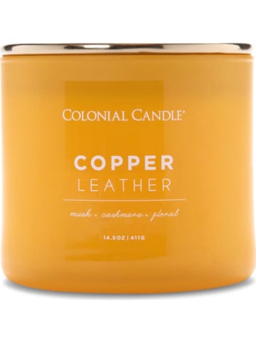 Colonial Candle Geurkaars "Copper Leather" oranje - 411 g