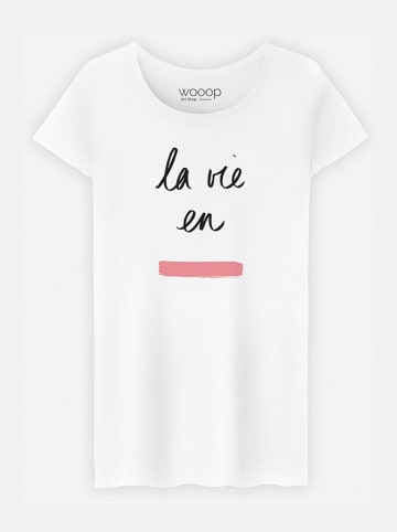 WOOOP Shirt "La Vie en Rose" in Weiß