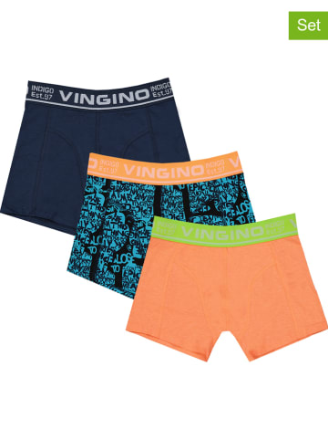 Vingino 3-delige set: boxershorts oranje/donkerblauw