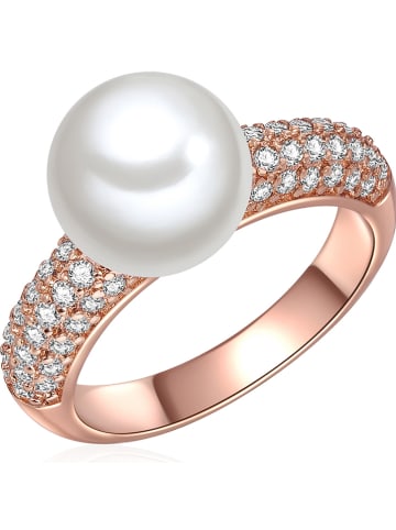 Perldesse Rosévergulde ring met parel
