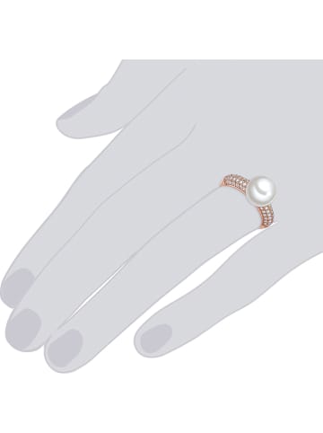 Perldesse Rosévergulde ring met parel