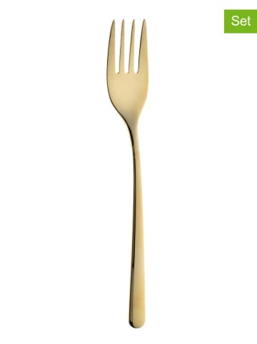 DUKA 6-delige set: roestvrijstalen vorken goudkleurig - (L)21 cm