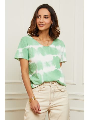 Le Monde du Lin Shirt groen/wit