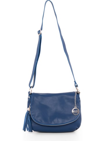 Mia Tomazzi Skórzana torebka "Bausan" w kolorze niebieskim - 27 x 20 x 5 cm