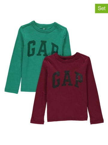 GAP Koszulka (2 szt.) w kolorze zielonym i bordowym